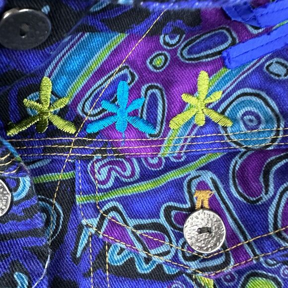 Ruby Rd. Denim Hippie Embroidered Colorful Button Up jacket Vintage‎ Size 10 - Picture 6 of 7